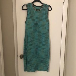 MMissoni Aqua blue knit dress with trim piping and white and black